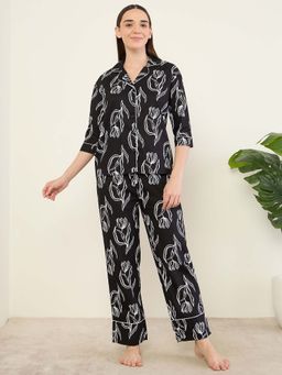 Sweet Dreams - Womens Printed Nightsuit Black