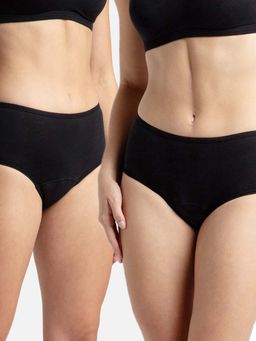 Jockey - Sw05 Women Super Combed Cotton Elastane Stretch Period Panty-Black (Pack of 2)