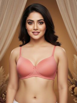 Zivame - Padded Non Wired 3/4Th Coverage T-Shirt Bra - Dusty Cedar