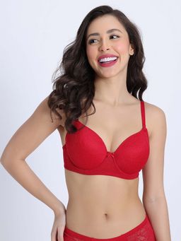 Zivame - Beautiful Basic Padded Regular Wired 3/4Th Coverage T-Shirt Bra - Jalapeno Red