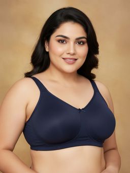 Zivame - True Curve Single Layered Non Wired Full Coverage Super Support Bra - Navy