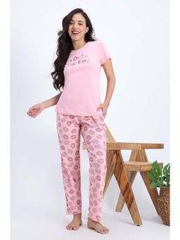Zivame - Knit Cotton Nightsuit - Tickled Pink