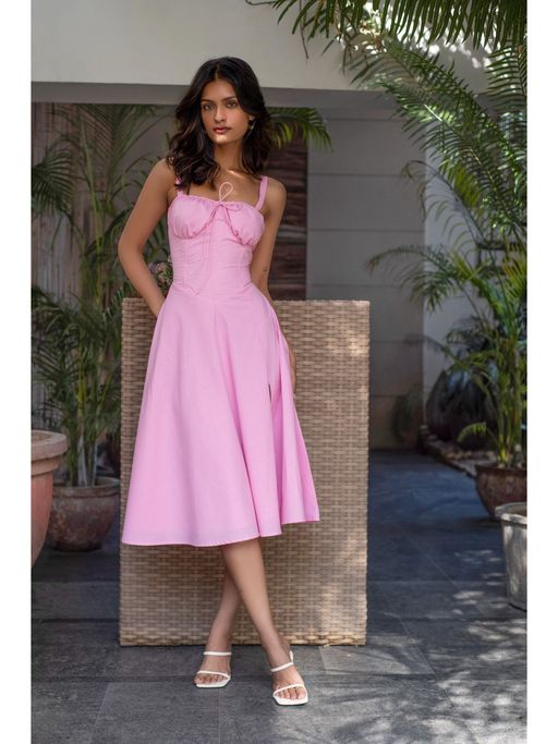 knee length dresses for ladies Summer Breeze Dress in Pink main image 1