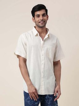 Fabindia - Beige Half Sleeves Collar Neck Shirt