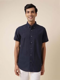 Fabindia - Navy Blue Half Sleeves Comfort Fit Shirt