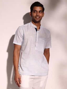Fabindia - White Cotton Hand Block Printed Shirt