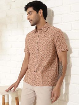 Fabindia - Brown Cotton Hand Block Printed Shirt