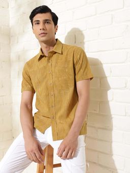 Fabindia - Mustard Cotton Self Design Shirt