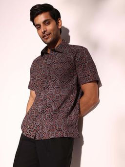 Fabindia - Indigo Cotton Half Sleeves Printed Shirt