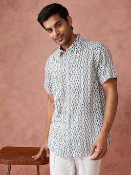 Fabindia - White Cotton Printed Shirt