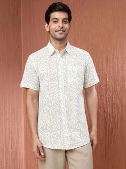 Fabindia - White Cotton Printed Shirt