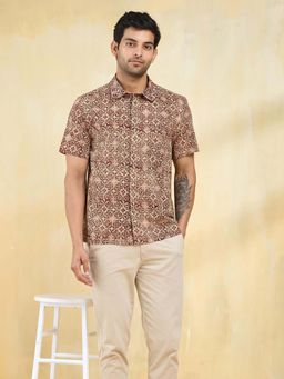 Fabindia - Red Cotton Kalamkari Printed Shirt