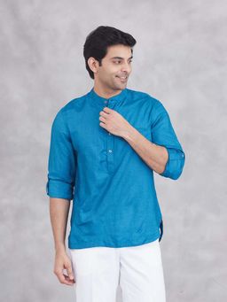 Fabindia - Blue Full Sleeves Slim Fit Mid Shirt