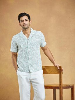 Fabindia - White Cotton Floral Printed Shirt