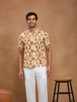 Fabindia - Beige Cotton Printed Shirt