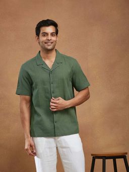 Fabindia - Green Cotton Solid Shirt