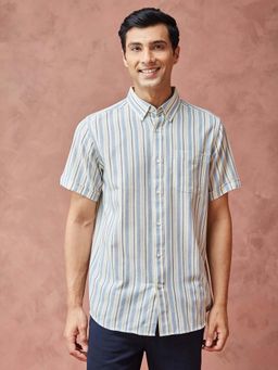 Fabindia - White Cotton Striped Shirt