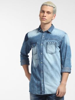 Jack & Jones - Blue Denim Full Sleeves Shirt