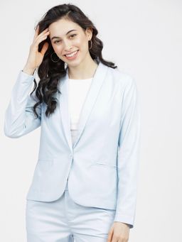 TOKYO TALKIES - Women Blue Solid Single-Breasted Formal Blazer