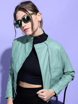 TOKYO TALKIES - Women Olive Crop Jacket