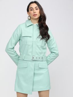 TOKYO TALKIES - Women Dusty Mint Green Retro Jacket