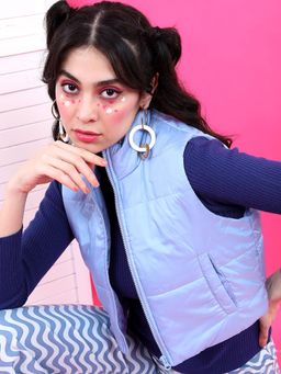 TOKYO TALKIES - Women Blue Padded Puffer Jacket