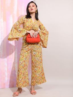 TOKYO TALKIES - Women Yellow Floral Printed Co-Ord (Set of 2)