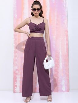 TOKYO TALKIES - Women Purple Solid Co-Ord (Set of 2)