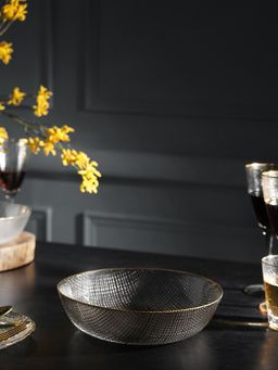 Pure Home + Living - Grey Fizz Textured Glass Serving Bowl