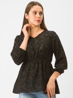 Globus - Black Self Design Top