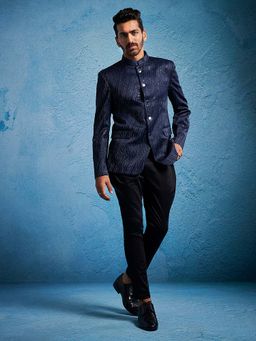 Vastramay - Men Silk Blend Sequined Jodhpuri with Pant (Set of 2)