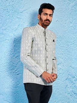 Vastramay - Men Elegant Silk Blend Jacquard Bandhgala Jodhpuri