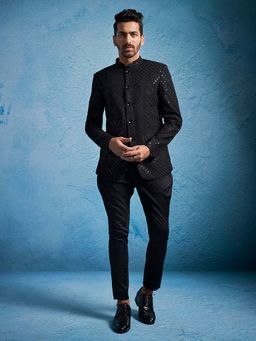 Vastramay - Men Cotton Blend Embroidered Jodhpuri with Pant (Set of 2)