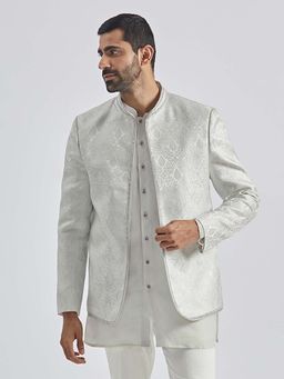Vastramay - Men Silk Blend Jacquard Front Open Jodhpuri