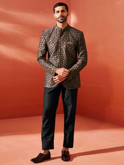 Vastramay - Men Silk Blend Embroidered Jodhpuri with Pant (Set of 2)