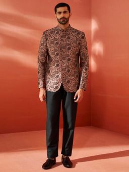 Vastramay - Men Silk Blend Embroidered Sequined Jodhpuri with Pant (Set of 2)