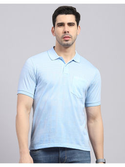 Monte Carlo - Mens Sky Blue Printed Half Sleeve Polo T-Shirt