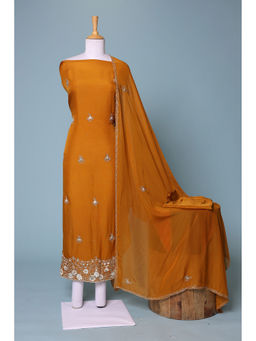 Zari Jaipur - Orange Embroidery Dress Material (Set of 3)