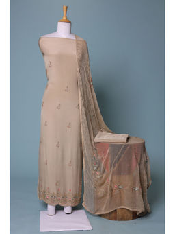 Zari Jaipur - Beige Embroidery Dress Material (Set of 3)