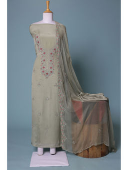 Zari Jaipur - Green Embroidery Dress Material (Set of 3)