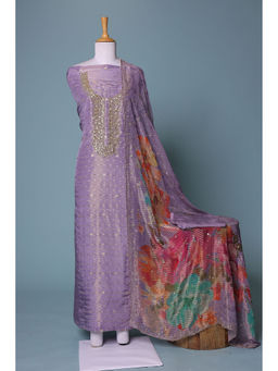 Zari Jaipur - Purple Embroidery Dress Material (Set of 3)