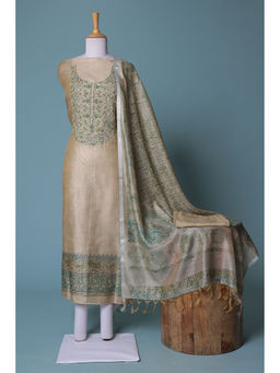 Zari Jaipur - Green Embroidery Dress Material (Set of 3)