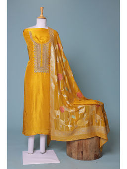 Zari Jaipur - Gold Embroidery Dress Material (Set of 3)