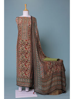 Zari Jaipur - Green Printed Dress Material (Set of 3)