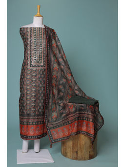 Zari Jaipur - Green Printed Dress Material (Set of 3)