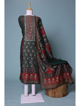 Zari Jaipur - Green Printed Dress Material (Set of 3)