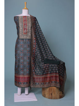 Zari Jaipur - Blue Printed Dress Material (Set of 3)