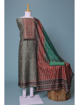 Zari Jaipur - Green Printed Dress Material (Set of 3)