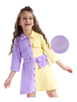Hola Bonita - Knit Three Fourth Sleeves Textured Fabric Shirt Dress and Belt