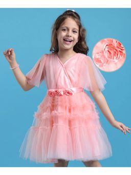 Hola Bonita - Knit Sleeveless Dress with Floral Applique and Glitter Mesh